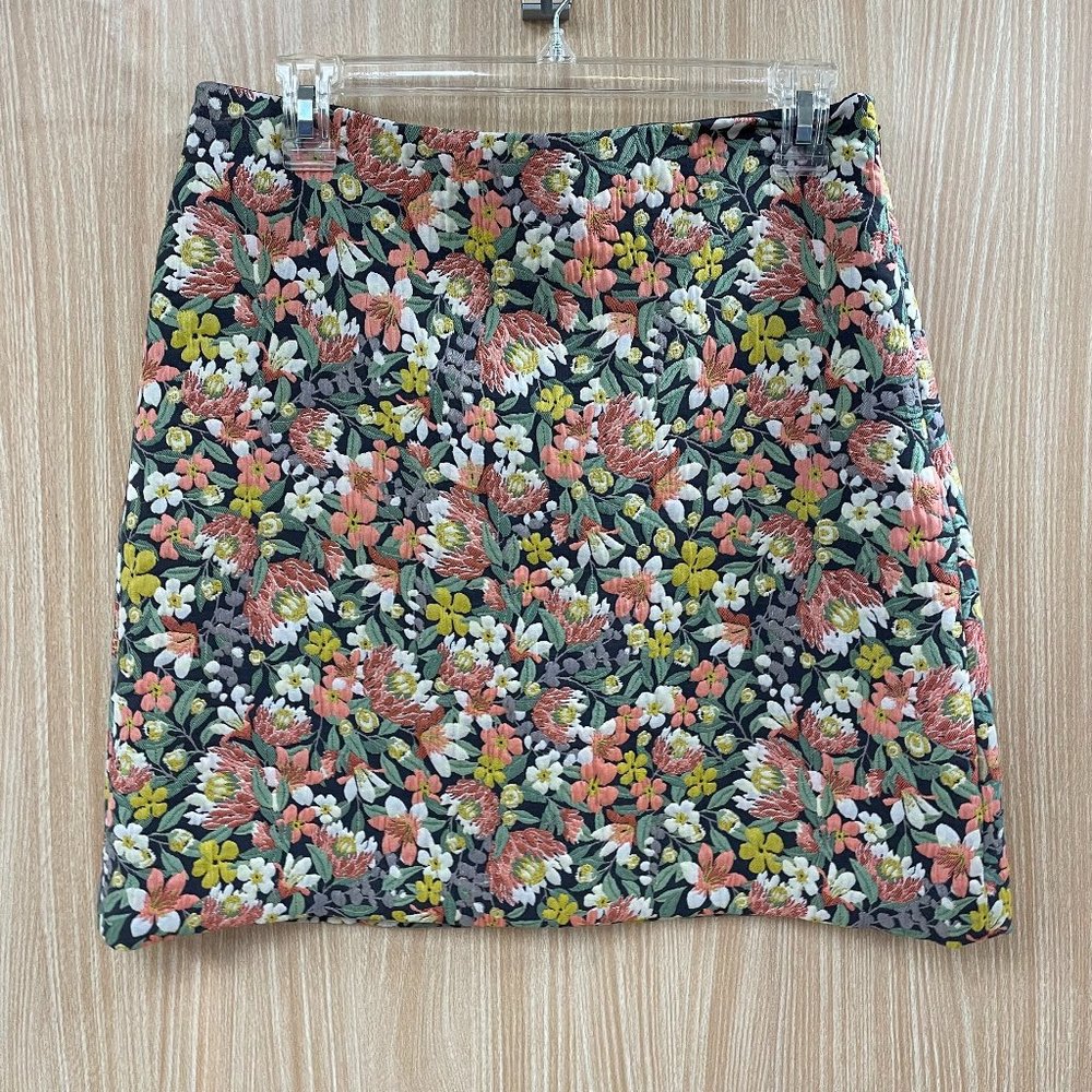 Floral Printed Mini Skirt in Black with Pink & Yellow Flowers